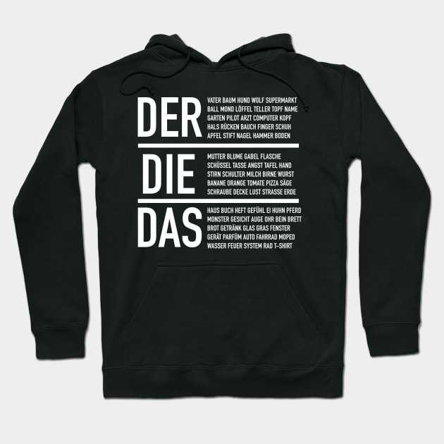 German Articles - German Language Cheatsheet Hoodie by Hidden Verb